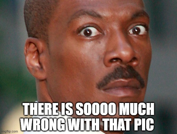 Eddie Murphy Uh Oh | THERE IS SOOOO MUCH WRONG WITH THAT PIC | image tagged in eddie murphy uh oh | made w/ Imgflip meme maker