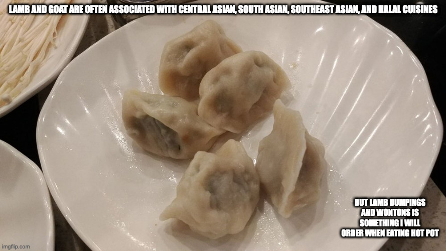 West Lake Lamb Dumplings | LAMB AND GOAT ARE OFTEN ASSOCIATED WITH CENTRAL ASIAN, SOUTH ASIAN, SOUTHEAST ASIAN, AND HALAL CUISINES; BUT LAMB DUMPINGS AND WONTONS IS SOMETHING I WILL ORDER WHEN EATING HOT POT | image tagged in dumplings,food,memes | made w/ Imgflip meme maker