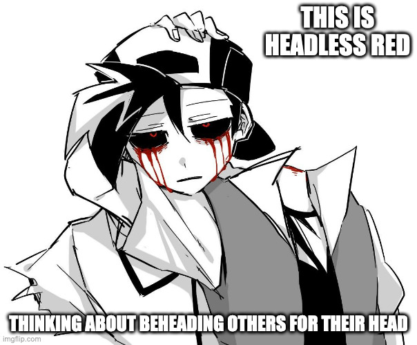 Headless Red and Lost Silver | THIS IS HEADLESS RED; THINKING ABOUT BEHEADING OTHERS FOR THEIR HEAD | image tagged in red,silver,pokemon,creepypasta,memes | made w/ Imgflip meme maker