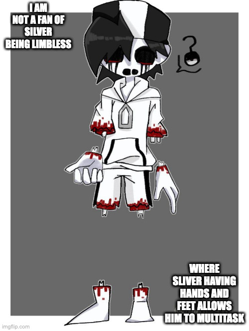 Lost Silver With Hands and Feet | I AM NOT A FAN OF SILVER BEING LIMBLESS; WHERE SLIVER HAVING HANDS AND FEET ALLOWS HIM TO MULTITASK | image tagged in silver,pokemon,memes,creepypasta | made w/ Imgflip meme maker