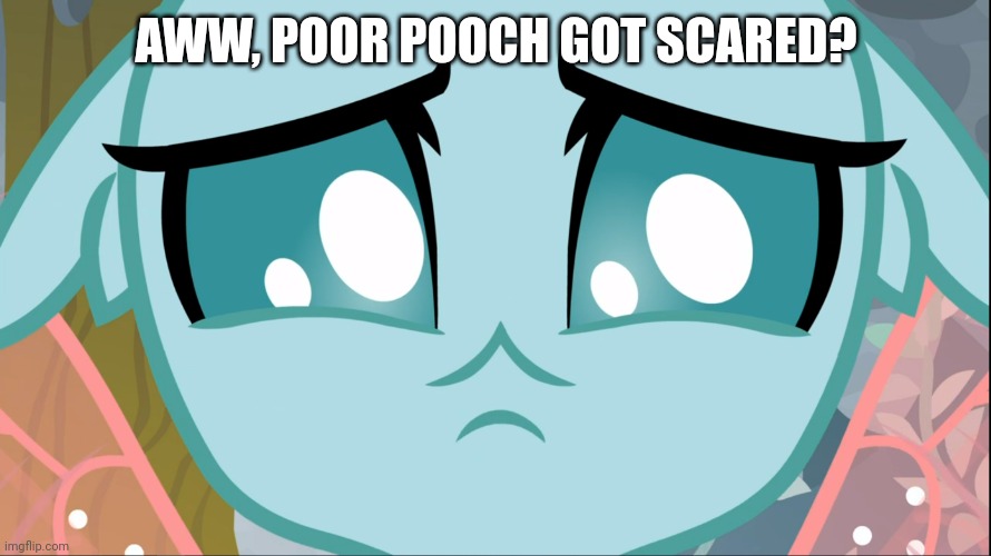 Sad Ocellus (MLP) | AWW, POOR POOCH GOT SCARED? | image tagged in sad ocellus mlp | made w/ Imgflip meme maker