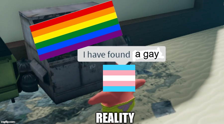 reality |  a gay; REALITY | image tagged in i have found x,gay,trans | made w/ Imgflip meme maker