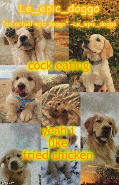 Doggo temp by doggo. Wait what that’s confusing | cock eating; yeah i like fried chicken | image tagged in doggo temp by doggo wait what that s confusing | made w/ Imgflip meme maker