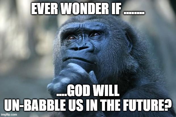 HMMM? | EVER WONDER IF ........ ....GOD WILL UN-BABBLE US IN THE FUTURE? | image tagged in deep thoughts | made w/ Imgflip meme maker