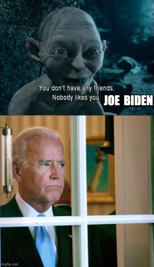 JOE  BIDEN | image tagged in gollum nobody likes you,sad joe biden | made w/ Imgflip meme maker