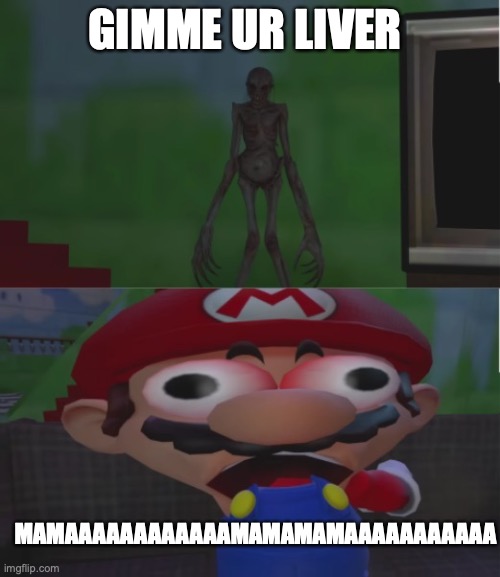 Another one of those liver memes but better | GIMME UR LIVER; MAMAAAAAAAAAAAAMAMAMAMAAAAAAAAAAA | image tagged in mario screaming | made w/ Imgflip meme maker