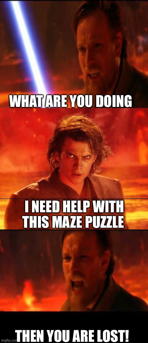 Then you are lost | WHAT ARE YOU DOING; I NEED HELP WITH THIS MAZE PUZZLE; THEN YOU ARE LOST! | image tagged in then you are lost | made w/ Imgflip meme maker