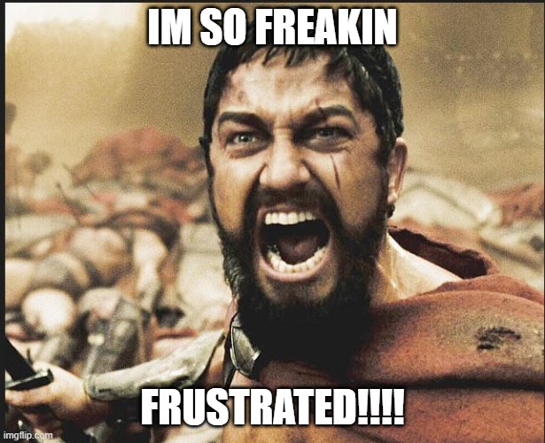 Frustrated |  IM SO FREAKIN; FRUSTRATED!!!! | image tagged in annoyed,frustration,humor | made w/ Imgflip meme maker