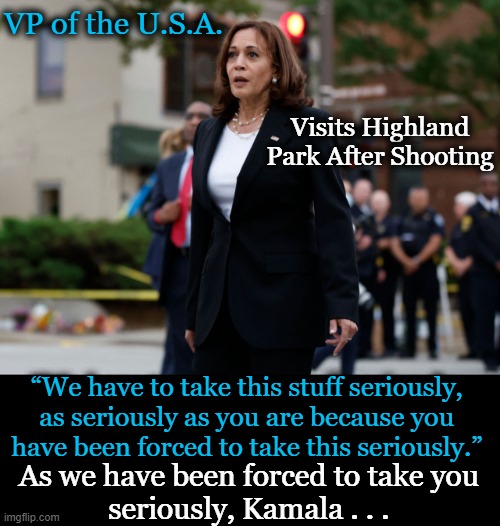 Affirmative Action Policy is Seriously Represented in VP Kamala Harris | VP of the U.S.A. Visits Highland Park After Shooting; “We have to take this stuff seriously, 
as seriously as you are because you 
have been forced to take this seriously.”; As we have been forced to take you 
seriously, Kamala . . . | image tagged in politics,kamala harris,affirmative action,seriously,seriously wtf,again seriously | made w/ Imgflip meme maker