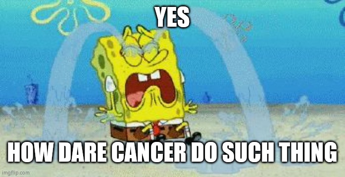 cryin | YES HOW DARE CANCER DO SUCH THING | image tagged in cryin | made w/ Imgflip meme maker