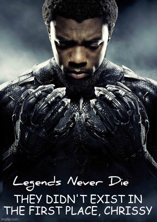 Chrissy is the name of the person who sang "legends never die" | THEY DIDN'T EXIST IN THE FIRST PLACE, CHRISSY | image tagged in legends never die | made w/ Imgflip meme maker