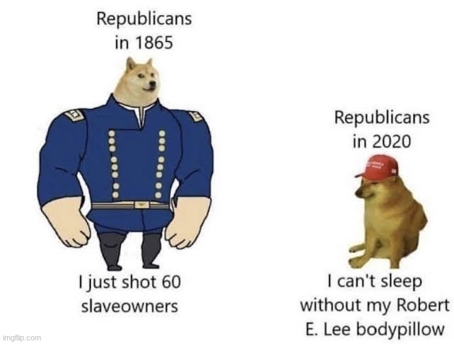 Came back to post this | image tagged in republicans,slave owners,buff doge vs cheems | made w/ Imgflip meme maker