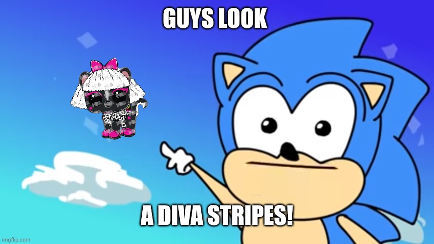 Guys Look, A Birdie (Sonic Edition!) | GUYS LOOK A DIVA STRIPES! | image tagged in guys look a birdie sonic edition | made w/ Imgflip meme maker