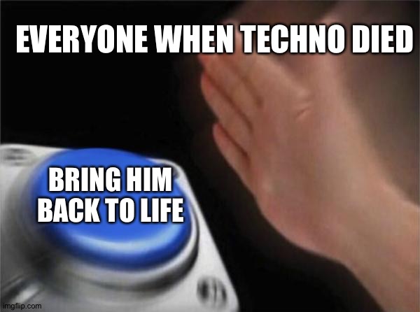 I put it as gaming cuz I cannot post in fun. Miss u Technoblade? | EVERYONE WHEN TECHNO DIED; BRING HIM BACK TO LIFE | image tagged in memes,blank nut button | made w/ Imgflip meme maker