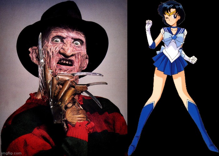 image tagged in freddy kreuger,sailor mercury | made w/ Imgflip meme maker