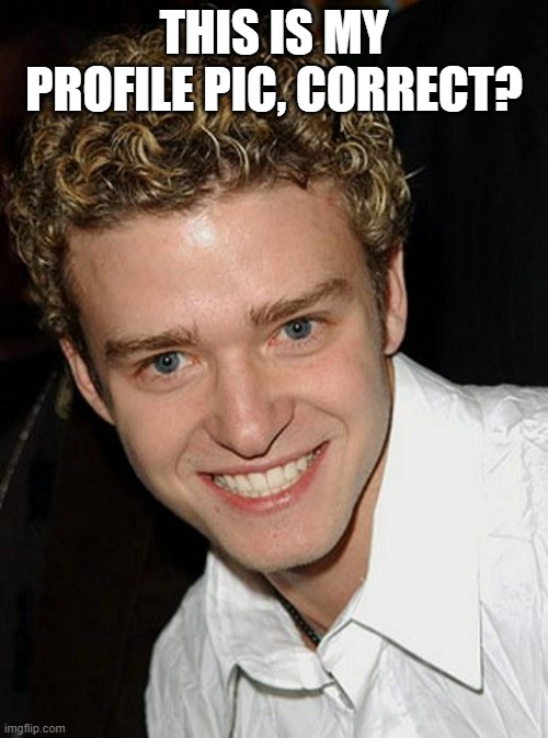 Justin Timberlake |  THIS IS MY PROFILE PIC, CORRECT? | image tagged in justin timberlake | made w/ Imgflip meme maker