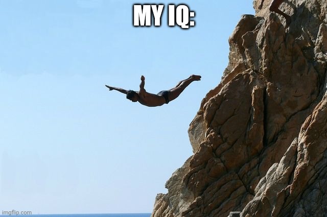 Jumping off a cliff | MY IQ: | image tagged in jumping off a cliff | made w/ Imgflip meme maker