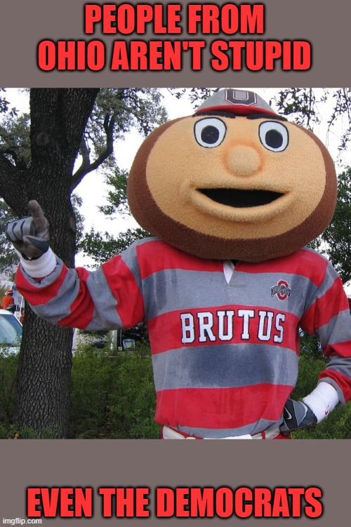 Brutus | PEOPLE FROM OHIO AREN'T STUPID EVEN THE DEMOCRATS | image tagged in brutus | made w/ Imgflip meme maker