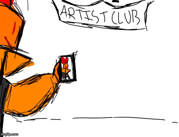 add your oc to the artist club, with evil tangerine taking your picture! :D | made w/ Imgflip meme maker