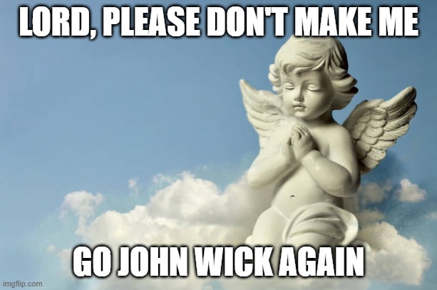 john wick | LORD, PLEASE DON'T MAKE ME; GO JOHN WICK AGAIN | image tagged in john wick,triggered john wick,revenge,dogs,funny dogs | made w/ Imgflip meme maker