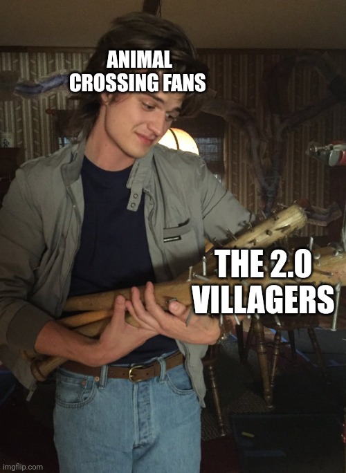 Especially Shino and that bunny tho | ANIMAL CROSSING FANS; THE 2.0 VILLAGERS | image tagged in the harrington triplets,animal crossing,memes | made w/ Imgflip meme maker