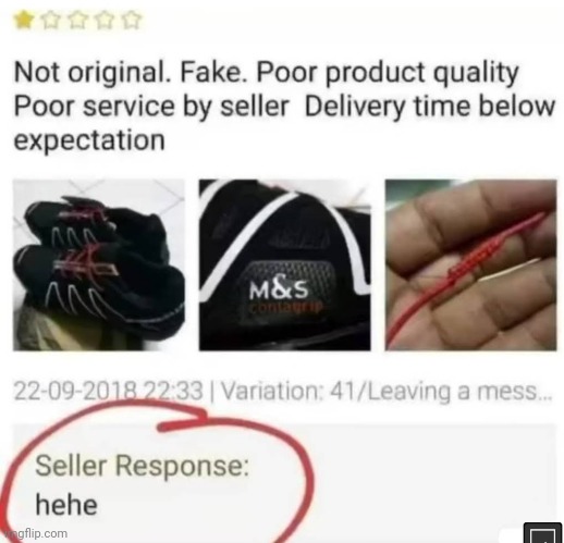 Bruh look at this seller! | image tagged in online shopping,response,delivery | made w/ Imgflip meme maker