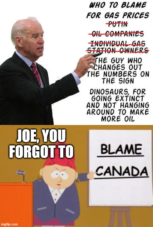 JOE, YOU FORGOT TO | image tagged in blame canada,political meme | made w/ Imgflip meme maker