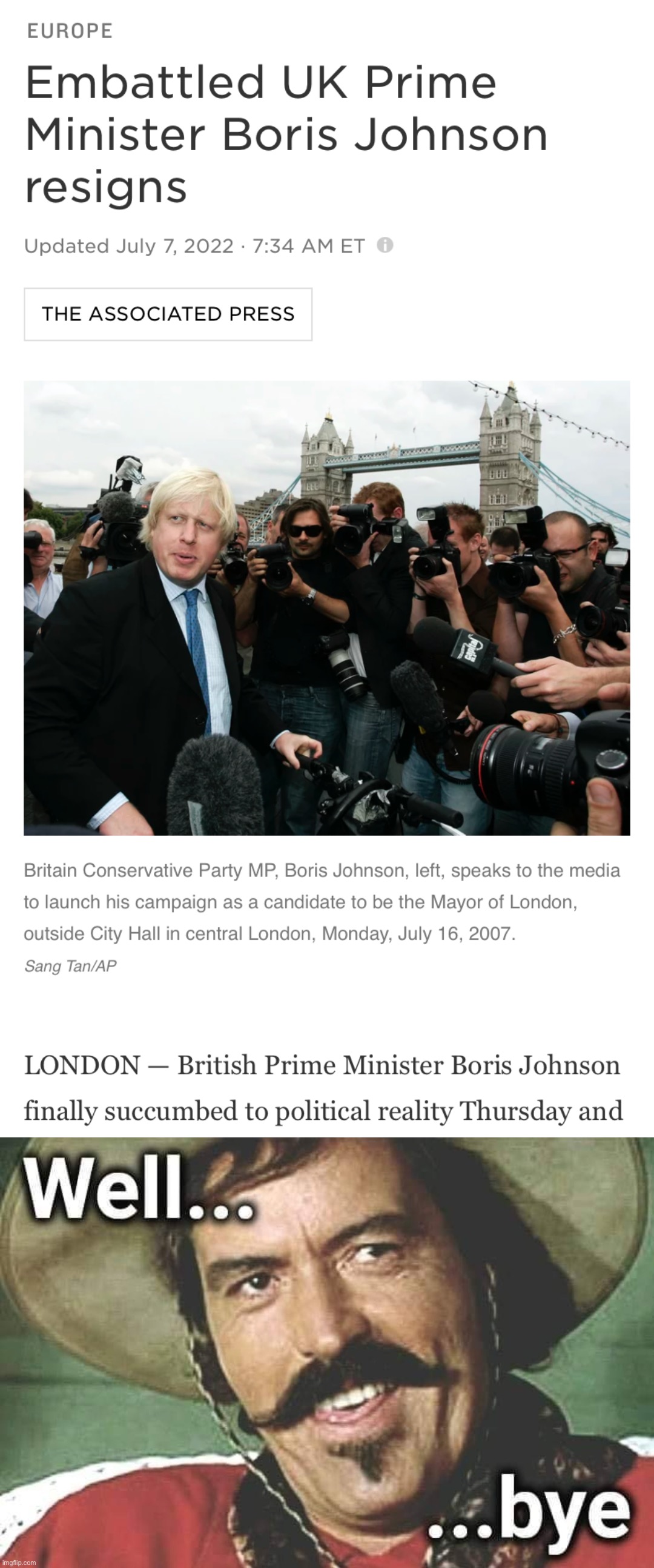It is pleasant, when the winds are high, to watch from the shores the struggles of another. Anglophobia, but also, Anglophilia | image tagged in boris johnson resigns,tombstone curly bill well bye unfollow,anglophobia,anglophilia,boris johnson,boy bye | made w/ Imgflip meme maker