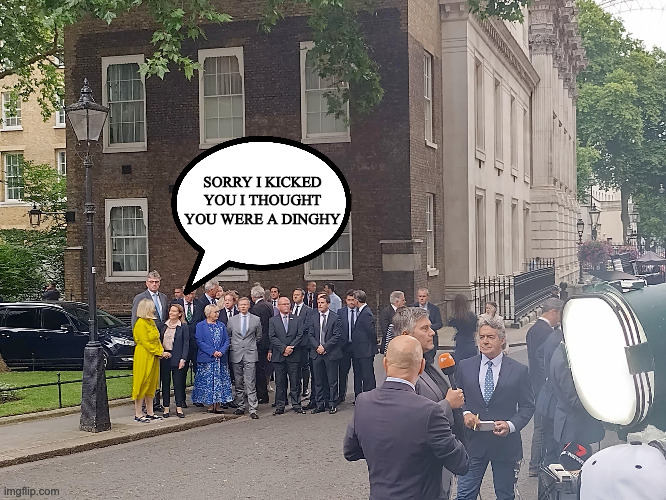 The  Ethicless Minority | SORRY I KICKED YOU I THOUGHT YOU WERE A DINGHY | image tagged in elphicke,boris johnson | made w/ Imgflip meme maker