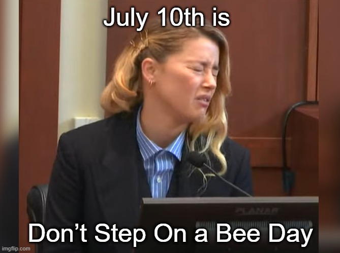 Amber Heard Dog Stepped on a Bee | July 10th is; Don’t Step On a Bee Day | image tagged in amber heard dog stepped on a bee | made w/ Imgflip meme maker