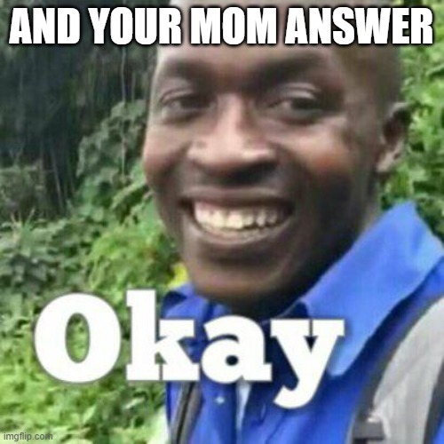 Okay meme | AND YOUR MOM ANSWER | image tagged in okay meme | made w/ Imgflip meme maker