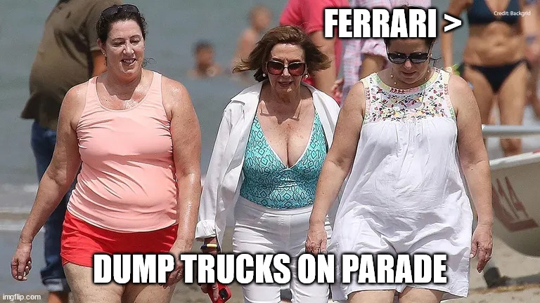 Pelosi | FERRARI >; DUMP TRUCKS ON PARADE | made w/ Imgflip meme maker