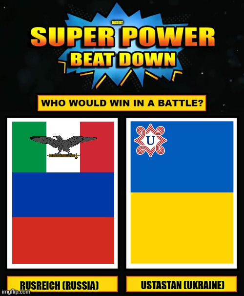 Super Power Beat Down | FASCIST; USTASTAN (UKRAINE); RUSREICH (RUSSIA) | image tagged in memes,fascist,brat | made w/ Imgflip meme maker