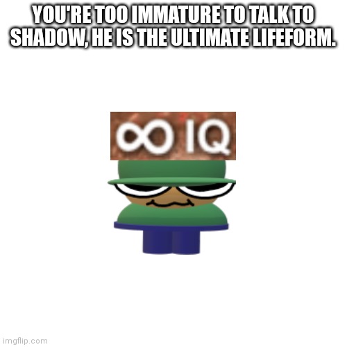 Blank Transparent Square Meme | YOU'RE TOO IMMATURE TO TALK TO SHADOW, HE IS THE ULTIMATE LIFEFORM. | image tagged in memes,blank transparent square | made w/ Imgflip meme maker