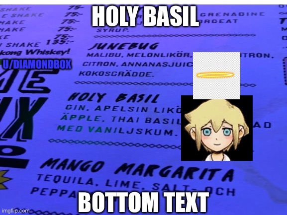 HOLY BASIL; U/DIAMONDBOX; BOTTOM TEXT | image tagged in basil,OMORI | made w/ Imgflip meme maker