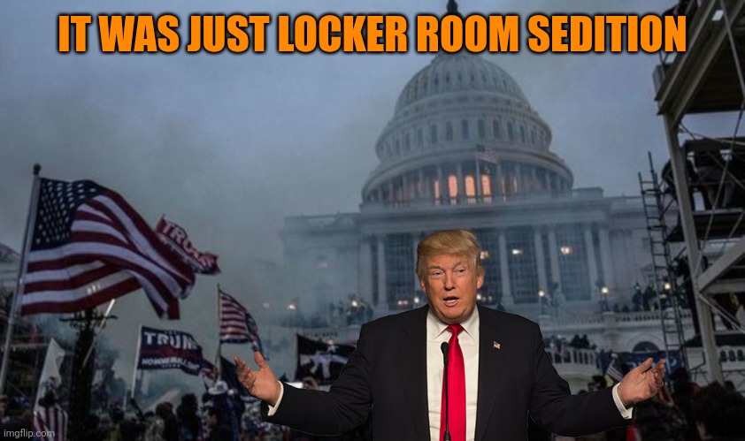 misconstrued coup | IT WAS JUST LOCKER ROOM SEDITION | image tagged in misconstrued coup | made w/ Imgflip meme maker