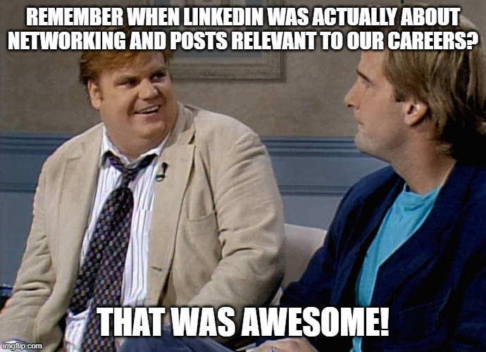 Remember that time | REMEMBER WHEN LINKEDIN WAS ACTUALLY ABOUT NETWORKING AND POSTS RELEVANT TO OUR CAREERS? THAT WAS AWESOME! | image tagged in remember that time | made w/ Imgflip meme maker