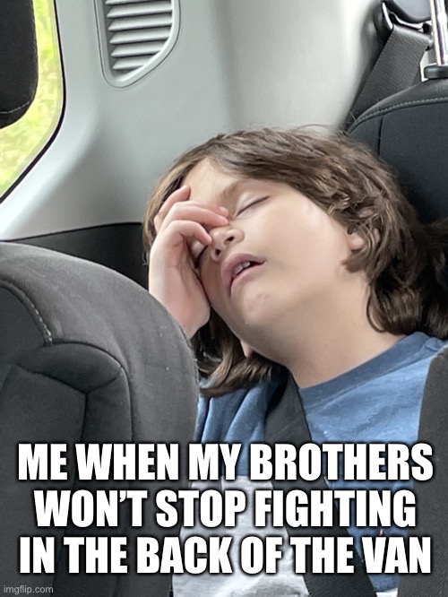 Me When | ME WHEN MY BROTHERS WON’T STOP FIGHTING IN THE BACK OF THE VAN | image tagged in pov me when | made w/ Imgflip meme maker