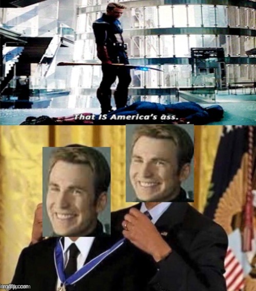 Captain America= Self Butt Admirer | image tagged in obama medal | made w/ Imgflip meme maker