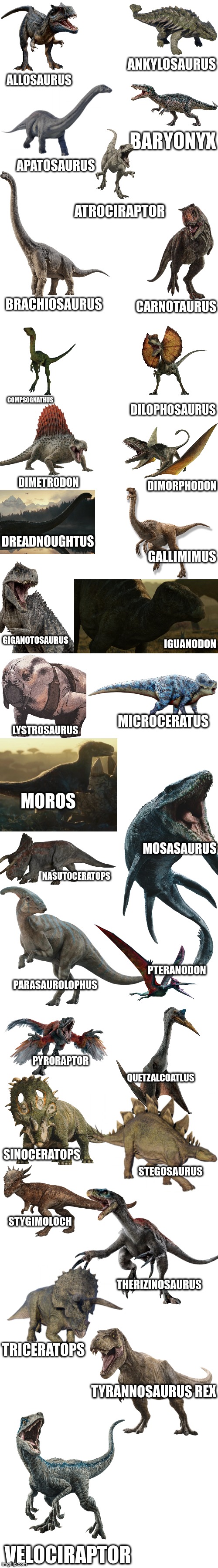 I bet you all can't count all these | image tagged in list of prehistoric animals | made w/ Imgflip meme maker
