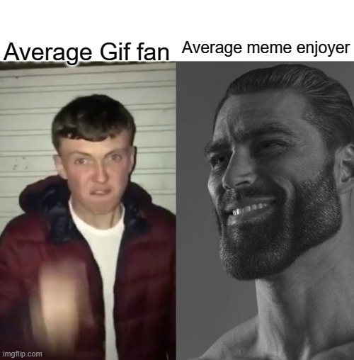 Tbh I don't see GIFs as often | Average meme enjoyer; Average Gif fan | image tagged in average fan vs average enjoyer | made w/ Imgflip meme maker
