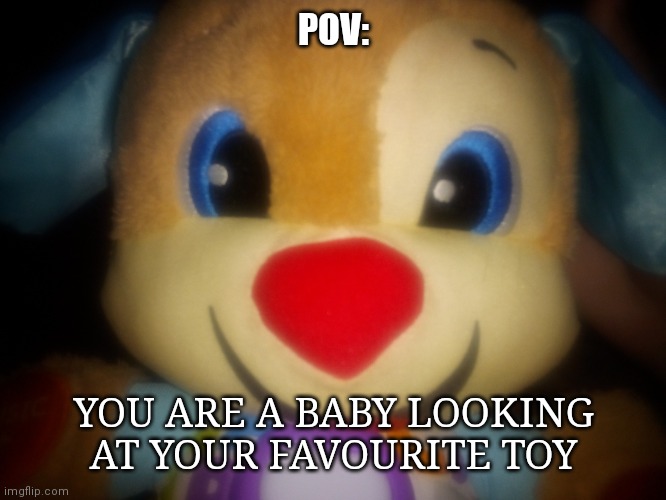 Pov: you are a baby looking at your toy | POV:; YOU ARE A BABY LOOKING AT YOUR FAVOURITE TOY | image tagged in pov you are a baby looking at your toy | made w/ Imgflip meme maker