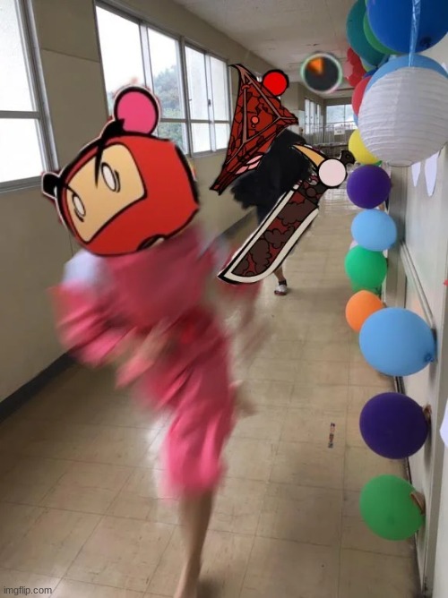 Getting chased by the Impostor be like: | image tagged in bomberman,among us | made w/ Imgflip meme maker