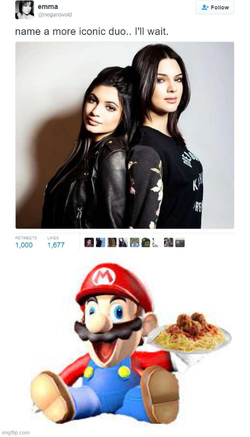 image tagged in name a more iconic duo,smg4,mario,spaghetti | made w/ Imgflip meme maker