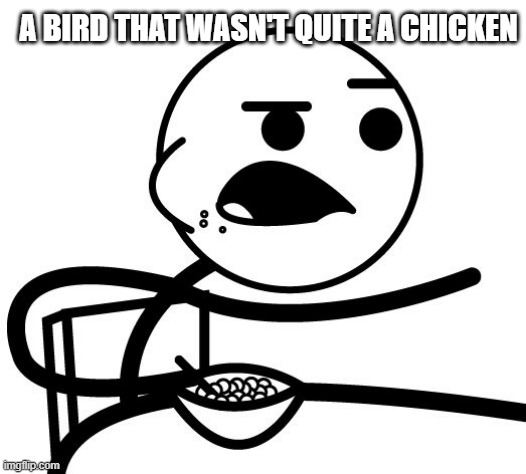 Pics or it didn't happen  | A BIRD THAT WASN'T QUITE A CHICKEN | image tagged in pics or it didn't happen | made w/ Imgflip meme maker