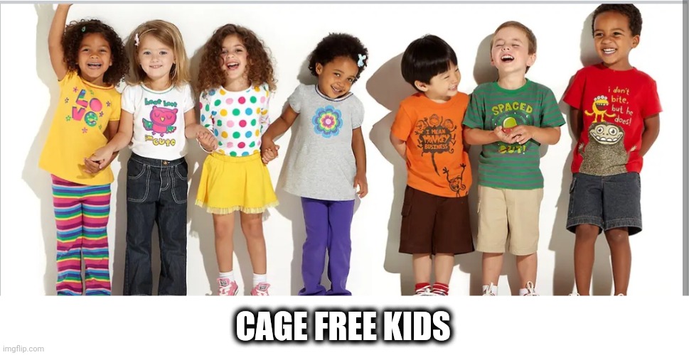 We are not chicken | CAGE FREE KIDS | image tagged in kids | made w/ Imgflip meme maker