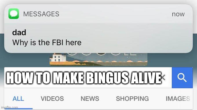 Vote crusaders / fbi | HOW TO MAKE BINGUS ALIVE | image tagged in why is the fbi here | made w/ Imgflip meme maker