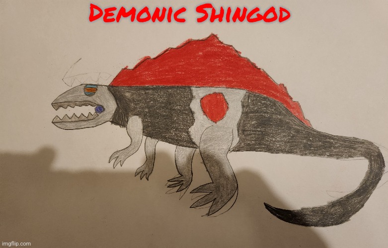 The Demonic Shingod has 55 Million health and 250 defense. Yet again this boss has weak points the challenger can exploit | Demonic Shingod | image tagged in mechanical monster | made w/ Imgflip meme maker