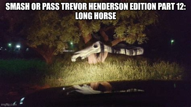 (cinna: bro i’m going wild tf gone be like 2 days none stop RAW dawggin) | SMASH OR PASS TREVOR HENDERSON EDITION PART 12:
LONG HORSE | image tagged in long horse | made w/ Imgflip meme maker