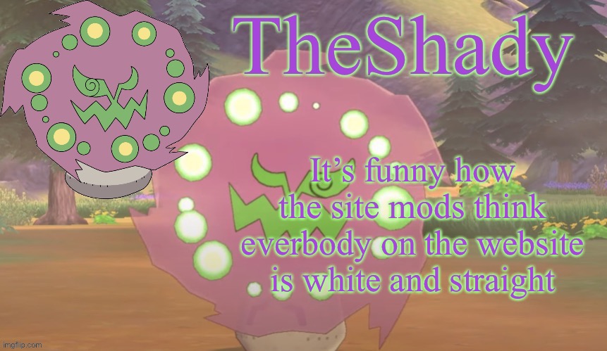 TheShady spiritomb temp | It’s funny how the site mods think everbody on the website is white and straight | image tagged in theshady spiritomb temp | made w/ Imgflip meme maker